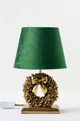 Icon Wreath Table Lamp - Gold, Resin by Anthropologie, alternate view