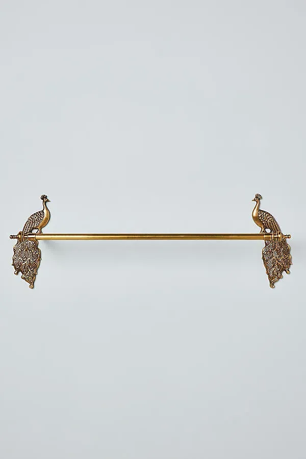 Ida Peacock Towel Bar - Brown, Brass by Anthropologie