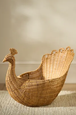 Ida Peacock Woven Wicker Basket - Beige product