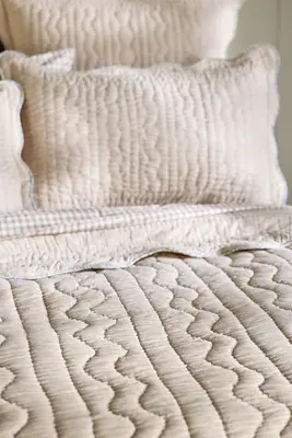 Iluka Double Quilted Bedspread Floral Edge - Beige, Cotton product