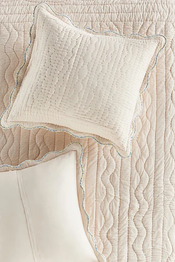 Iluka Euro Sham with Scalloped Trim - Beige, Cotton Gauze product
