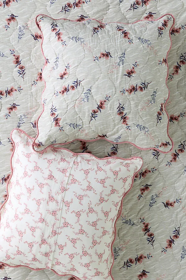 Iluka Floral Euro Sham - Green, Cotton Gauze by Anthropologie