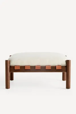 Inez Performance Weave Ottoman - White, Polyester alternate view