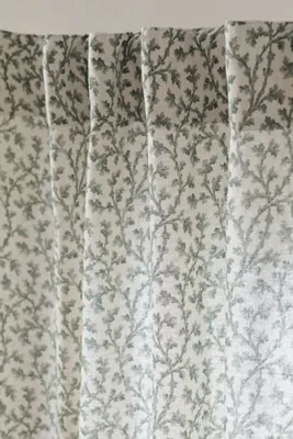Irena Floral Curtain - Green, Cotton-Linen product