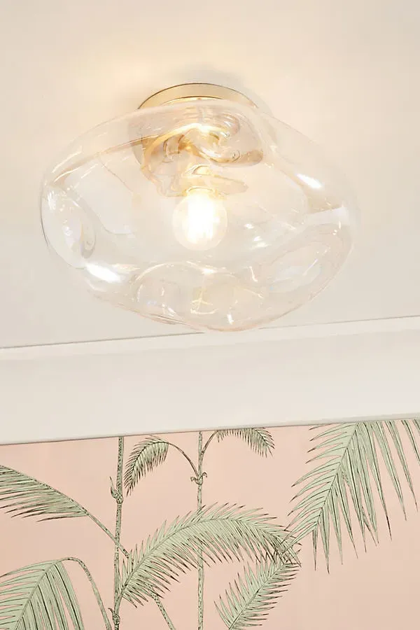 Iridescent Glass Flush Mount Ceiling Light - Champagne Brass product