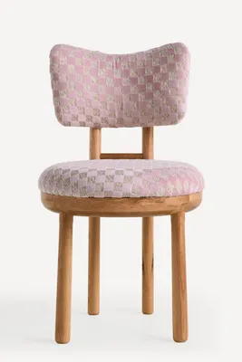 Irie Carmine Jacquard Dining Chair - Pink, Oak Wood product