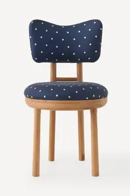 Irie Cheyenne Oak Wood Dining Chair - Blue, Polyester by Anthropologie, alternate view