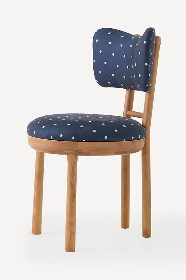 Irie Cheyenne Oak Wood Dining Chair - Blue, Polyester by Anthropologie