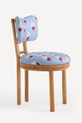 Irie Cheyenne Oak Wood Dining Chair - Blue, Polyester product