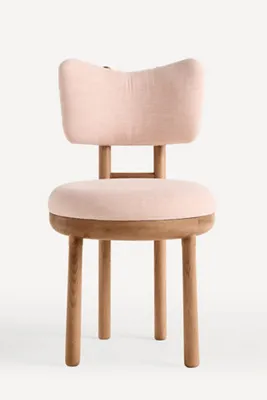 Irie Linen Dining Chair - Pink, Light Walnut product