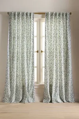Irina Floral Printed Curtain - Green, Cotton product