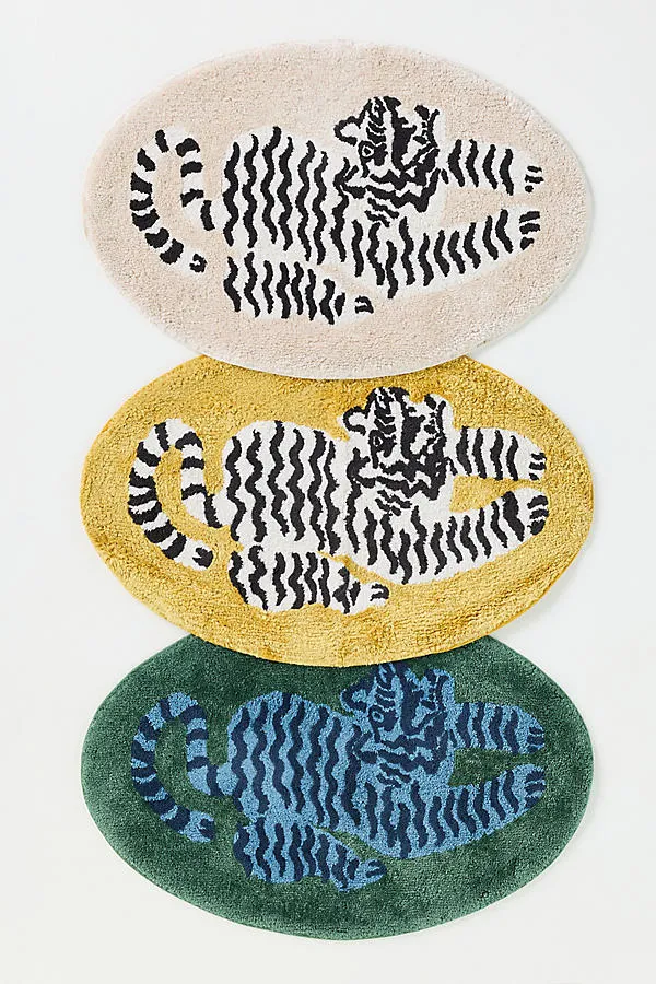 Isa Tiger Shaped Bath Mat - Beige, Tencel Cotton product