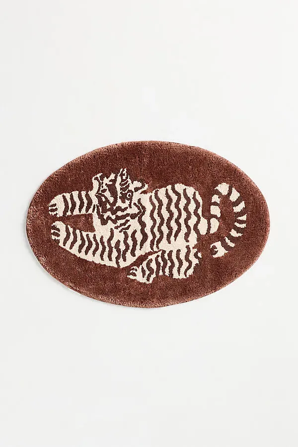 Isa Tiger Shaped Bath Mat - Brown, Tencel Cotton product