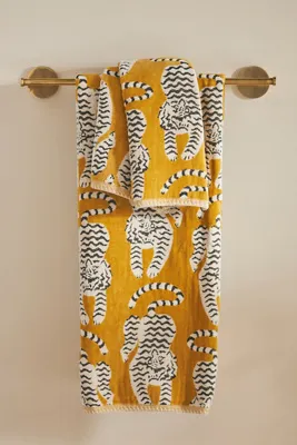 Isa Tiger Towel Collection - Gold, Cotton by Anthropologie, image 2