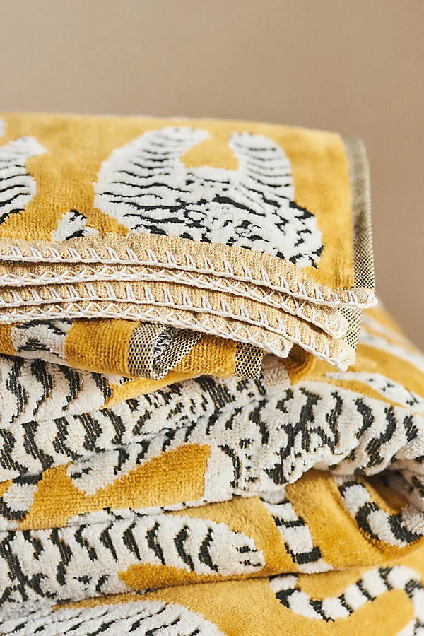 Isa Tiger Towel Collection - Gold, Cotton by Anthropologie