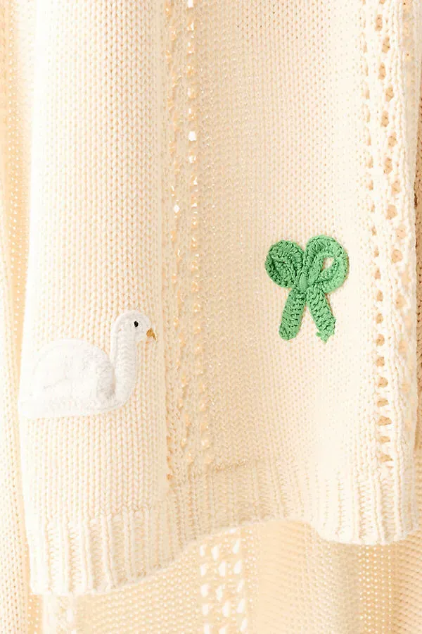 Isabella Crochet Knit Throw Blanket - White, Cotton product