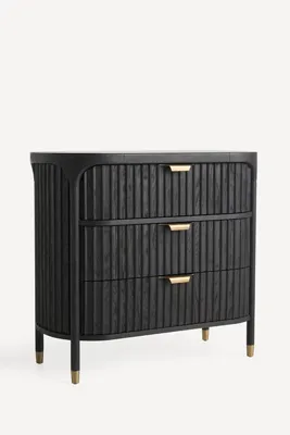 Isla Fluted 3-Drawer Dresser - Black product