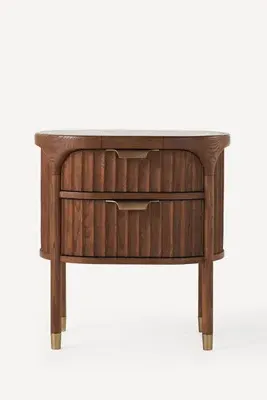 Isla Fluted Bedside Table with Storage - Brown by Anthropologie, image 2