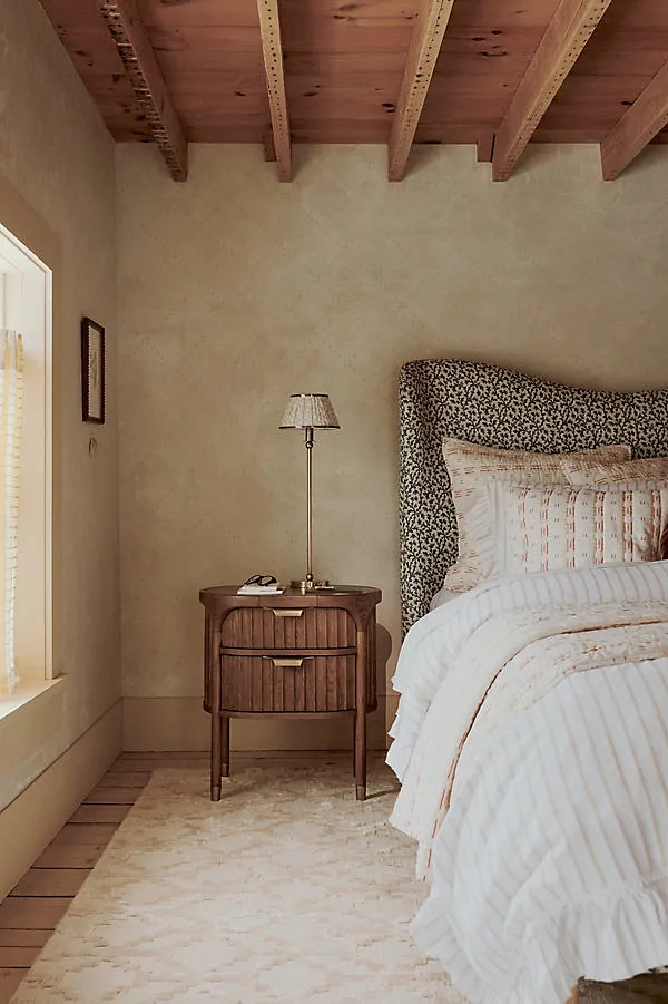 Isla Fluted Bedside Table with Storage - Brown by Anthropologie