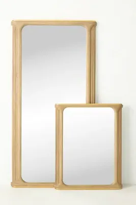 Isla Fluted Mirror - Beige, Wood product
