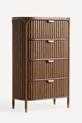 Isla Fluted Wood 4-Drawer Chest of Drawers - Brown product
