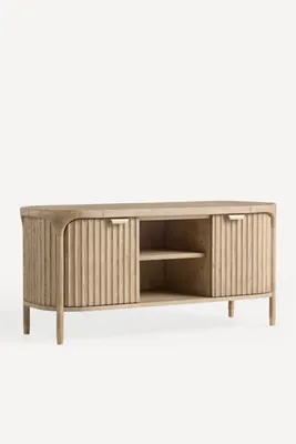 Isla Fluted Wood Media Console - Beige product