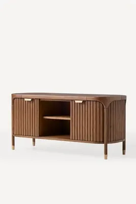 Isla Fluted Wood Media Console - Brown product