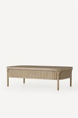 Isla Fluted-Wood Rectangle Coffee Table - Beige product