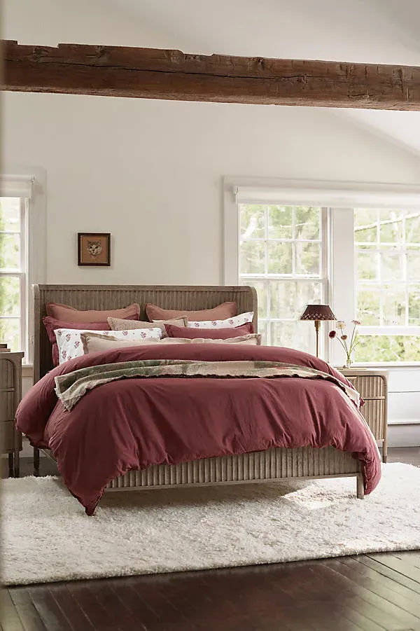 Isla King Size Bed Frame - Beige, Fluted Wood by Anthropologie