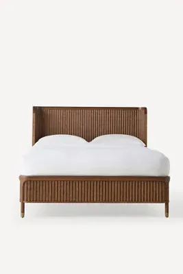 Isla Queen Size Bed Frame - Brown, Fluted Wood product