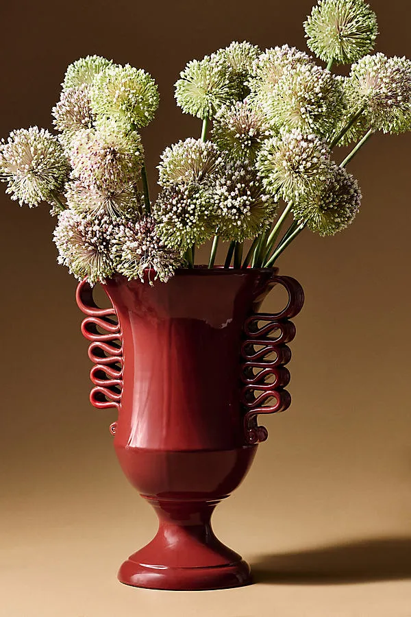 Italian Loop Handle Vase - Red, Ceramic Earthenware by Anthropologie