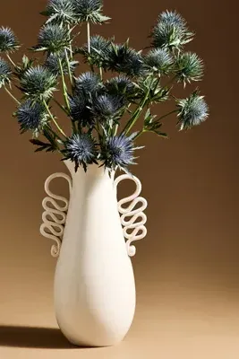 Italian Loop Handle Vase - White, Ceramic Earthenware by Anthropologie, alternate view