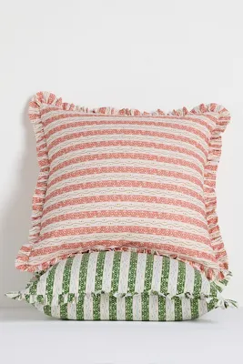 Ivy Printed Ruffle Cushion - Green, Cotton product