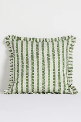 Ivy Printed Ruffle Pillow - Green, Cotton/Linen product