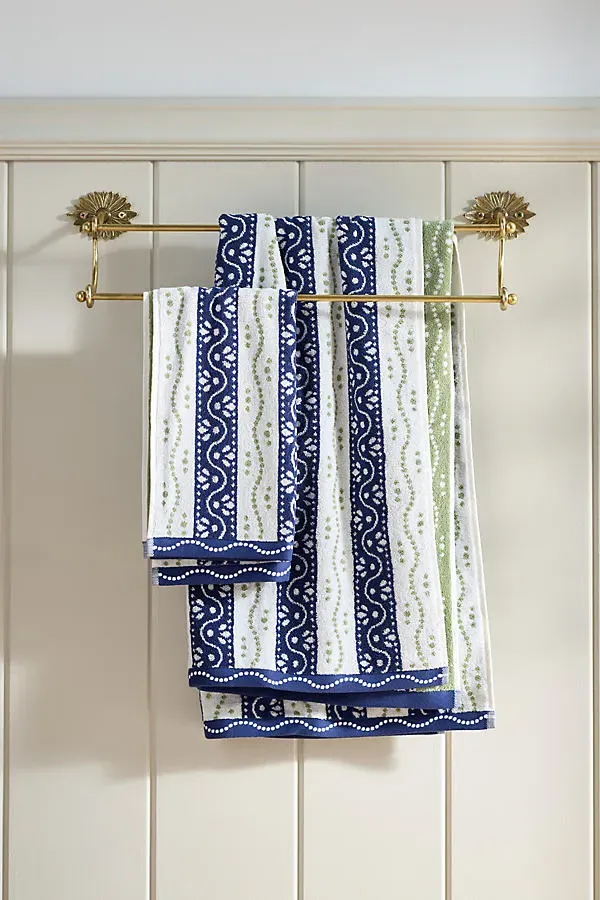 Ivy Woven Stripe Towel Collection - Blue, Cotton by Anthropologie