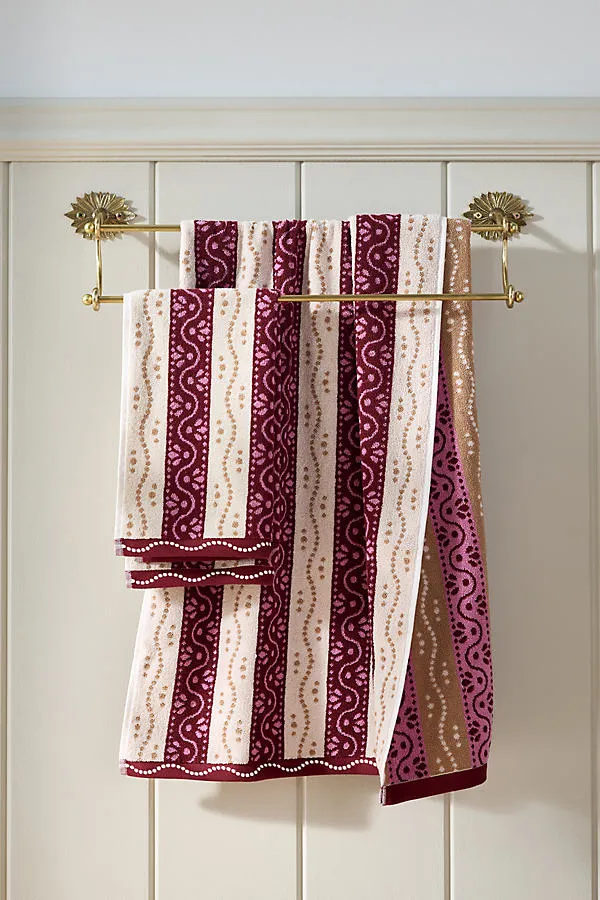 Ivy Woven Stripe Towel Collection - Red, Cotton by Anthropologie