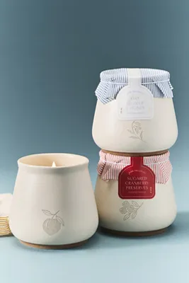 Jam Jar Gourmand Oat Flower & Honey Ceramic Candle - Blue product