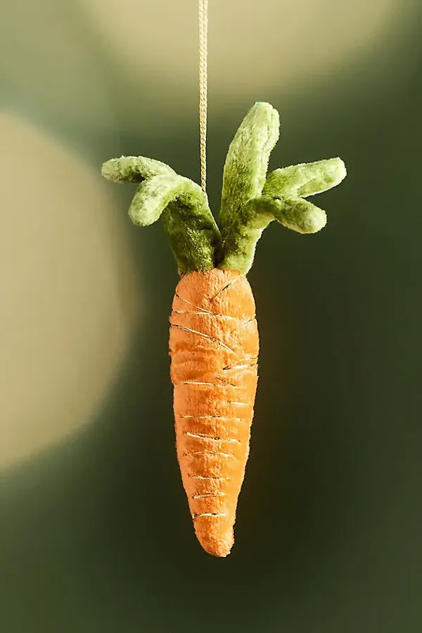 Janelle Beaded Velvet Vegetable Ornament - Orange, Rayon by Anthropologie