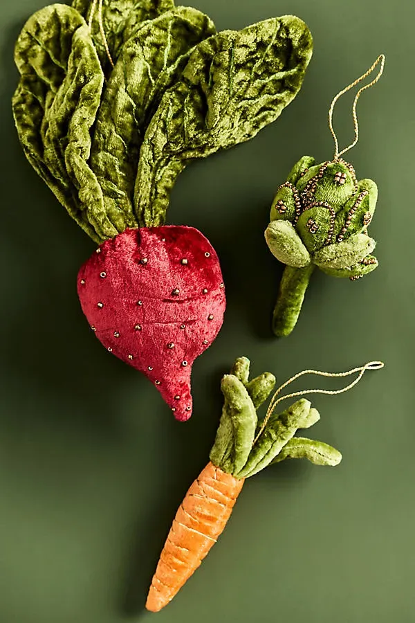 Janelle Beaded Velvet Vegetable Ornament - Rayon by Anthropologie, image 2