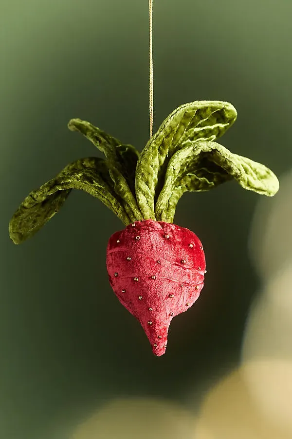 Janelle Beaded Velvet Vegetable Ornament - Rayon by Anthropologie
