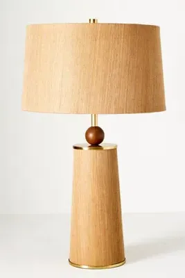 January Woven Grasscloth Wood Table Lamp - Gold by Anthropologie, alternate view