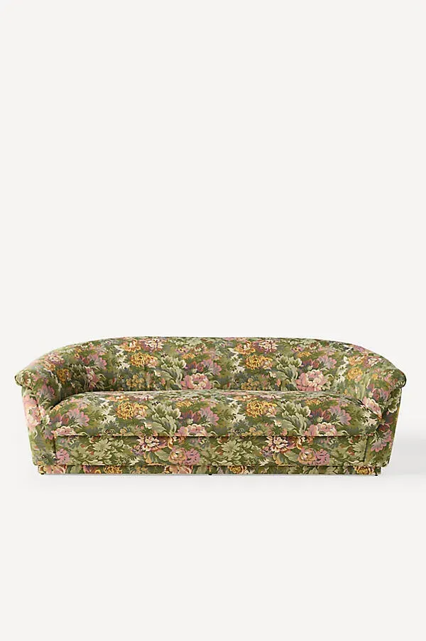 Jeane Gwendolyn Tapestry Rolled-Edge Sofa - Black, Polyester by Anthropologie