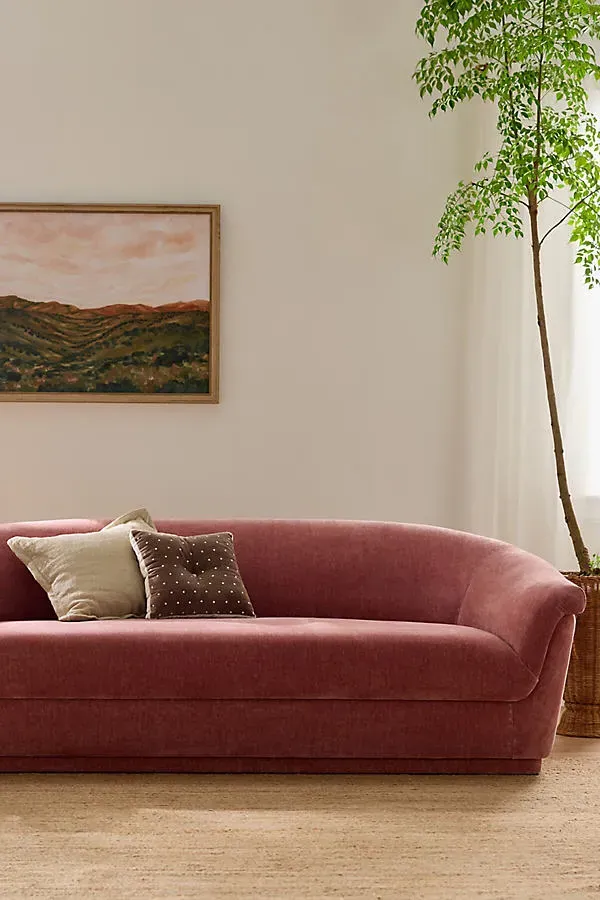 Jeane Rolled-Edge Sofa - Pink, Polyester by Anthropologie