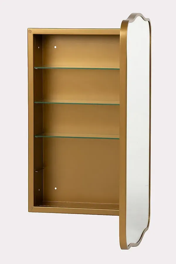 Jefain Metal Mirrored Bathroom Wall Cabinet - Gold product
