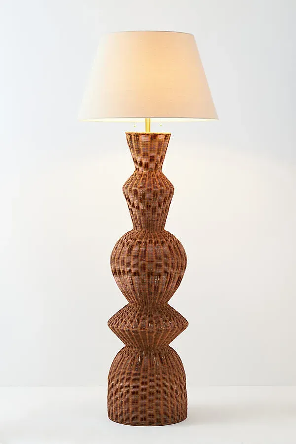Jember Rattan Geometric Floor Lamp - Beige, Linen product