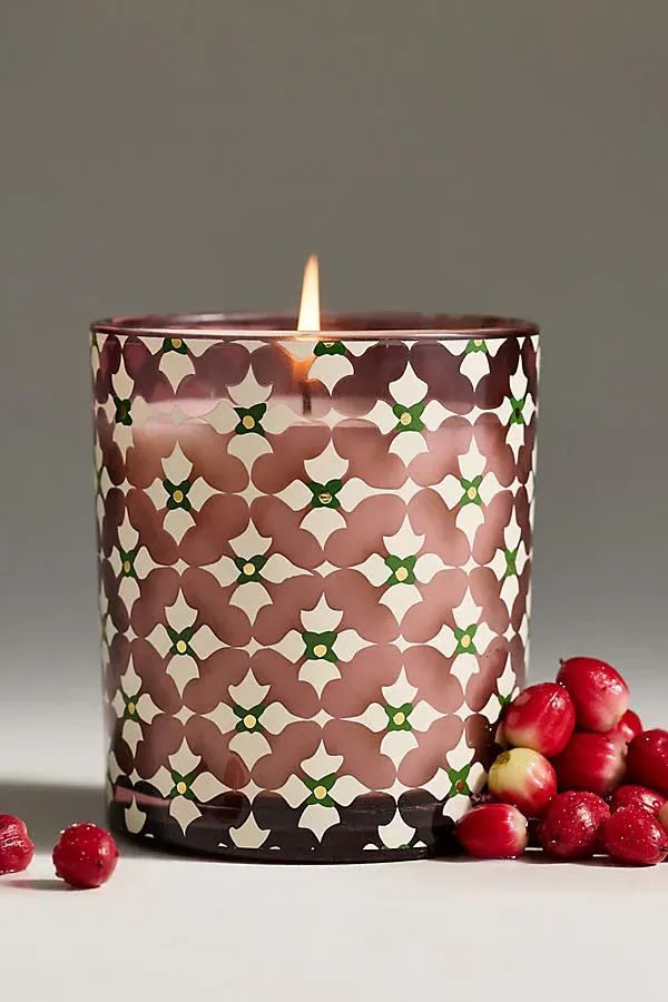 Jene Wrapped Cranberry Fizz Glass Candle - Red, Cotton by Anthropologie