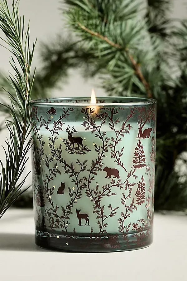 Jene Wrapped Journey To The Alps Glass Candle - Blue, Cotton by Anthropologie