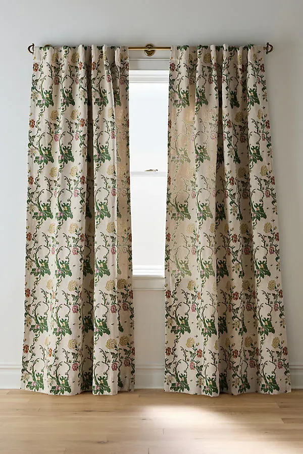 Jensine Floral Woven Jacquard Curtain - White, Polyester product