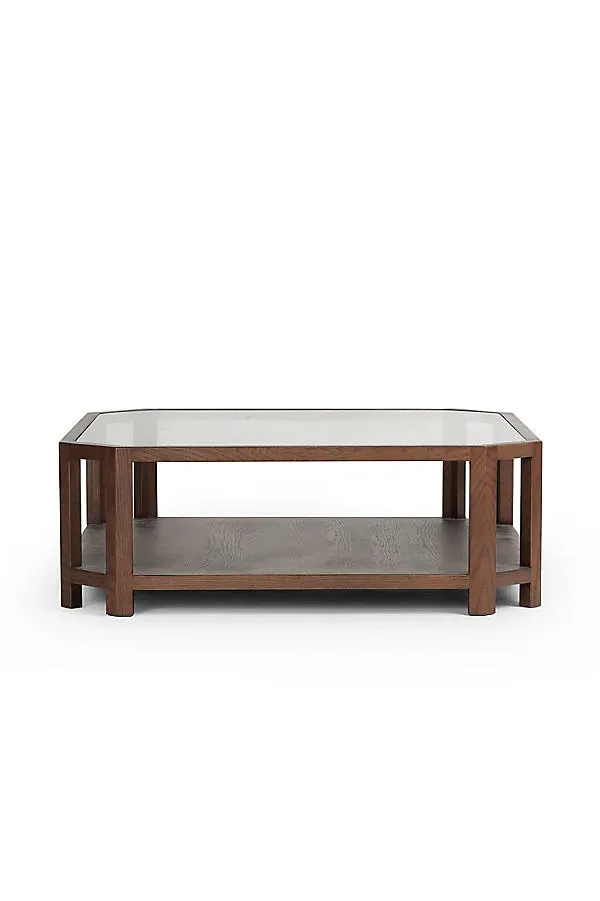 Jenzen Octagonal Coffee Table with Storage - Tempered Glass by Anthropologie