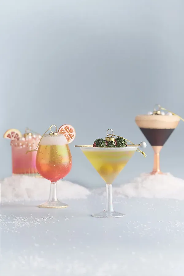 Jeweled Cocktail Glass Ornaments - Orange by Anthropologie